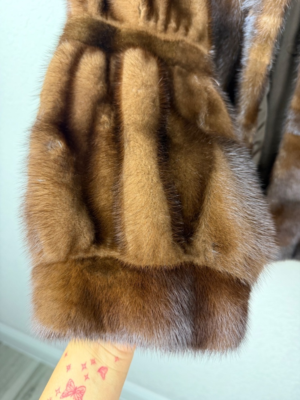 Vintage Saga Mink Female Ranch Mink Genuine Brown Fur Jacket Coat - Picture 9 of 12